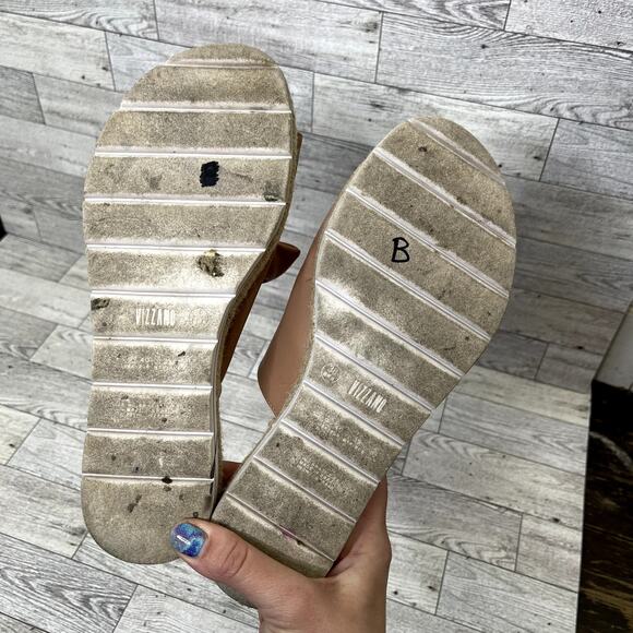VIZZANO Tan Leather Tie Detail Slide On Platform Sandals Size 7 - Picture 7 of 10
